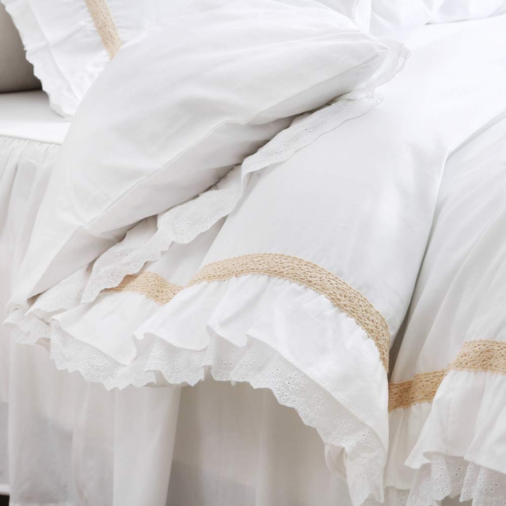 Amazon｜Lucky&Beauty 綿100％寝具カバー 刺繍レースフリル